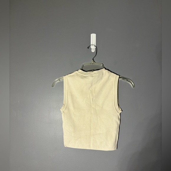 Zara Knit Crop Top in Cream Womens Size Medium - Picture 3 of 4